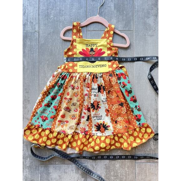 Los Angeles Boutique Thanksgiving Toddler Girls Sleeveless Ruffle Twirl Dress 3T - Picture 4 of 5